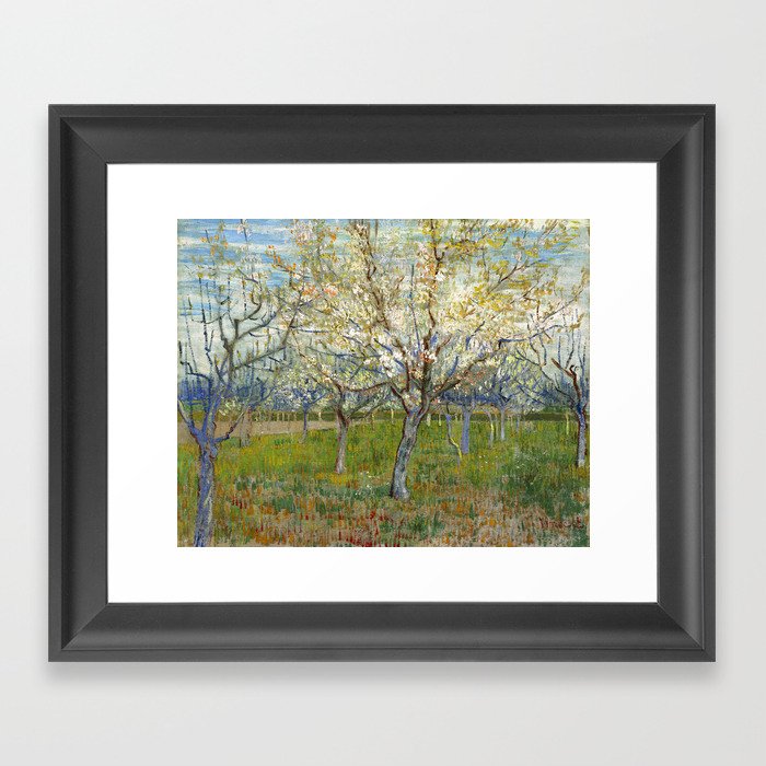 Orchard with Blossoming Apricot Trees by Vincent van Gogh Framed Art ...