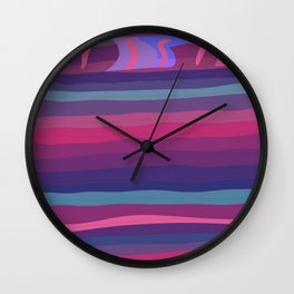 Coloured Stripes Pattern Design, Purple Pink Blue Print Wall Clock