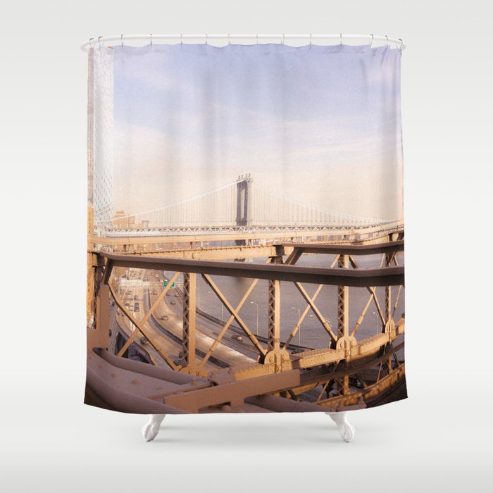 Brooklyn Bridge and Manhattan Bridge | Travel Photography Shower Curtain