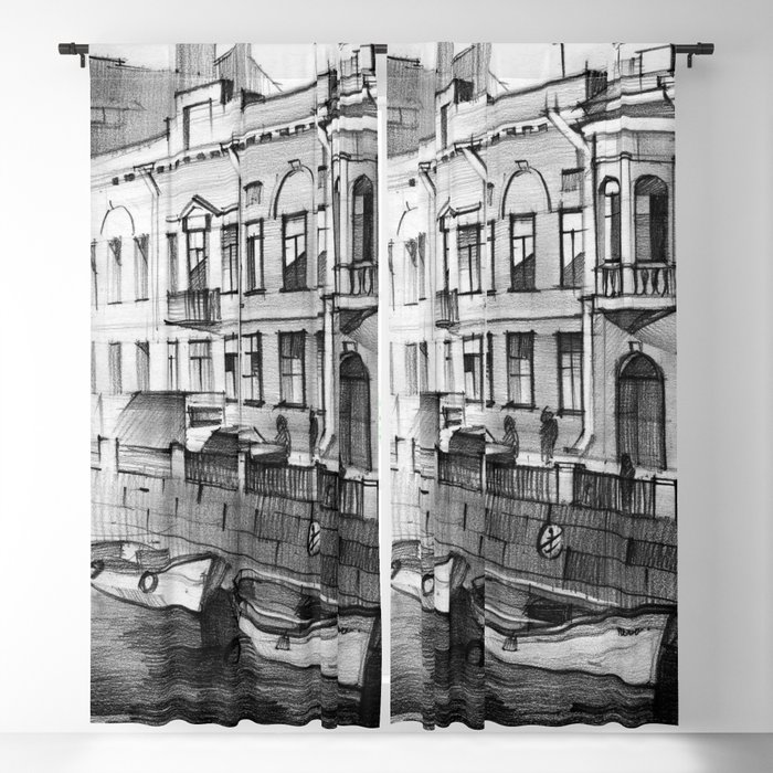 wallpapers Cityscape Sketch Pencil pencil drawing of a cityscape street with ancient architecture blackout curtain by oleggol