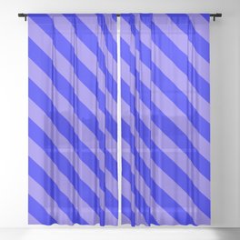 [ Thumbnail: Blue & Medium Slate Blue Colored Lined/Striped Pattern Sheer Curtain ]