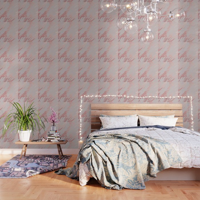 Porcelain Grey Rose Gold Wallpaper By Marbleco Society6