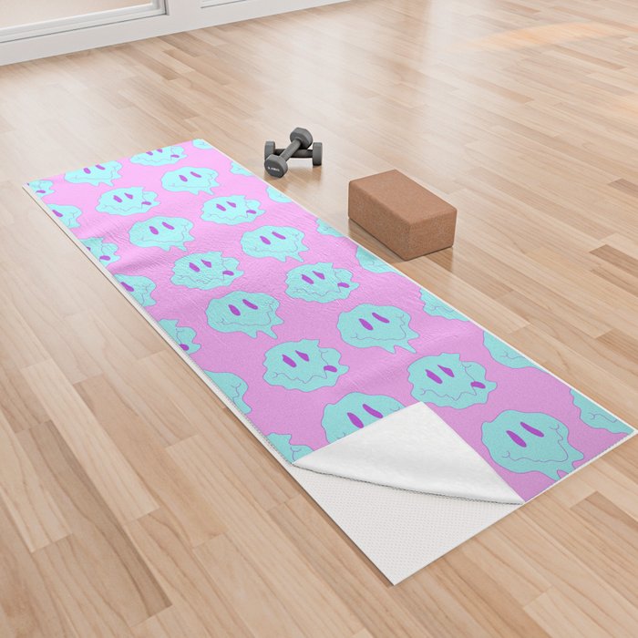 acid smiley faces Yoga Towel