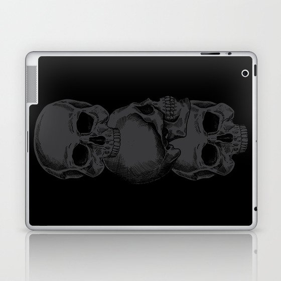 3 Black Skulls Stacked On Top of Each Other Laptop & iPad Skin