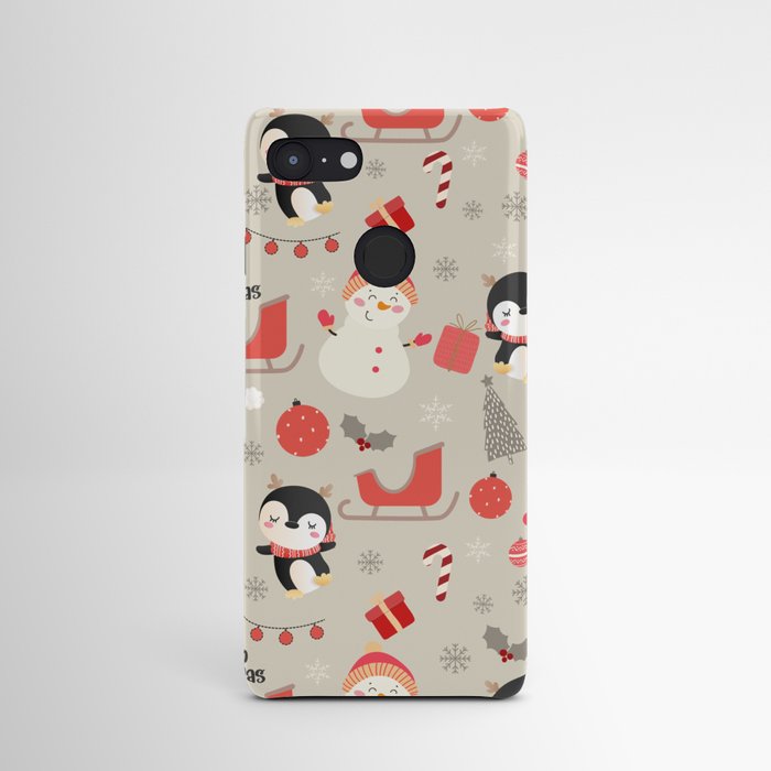 Christmas Patterns Snowman And Penguin Pattern Android Case