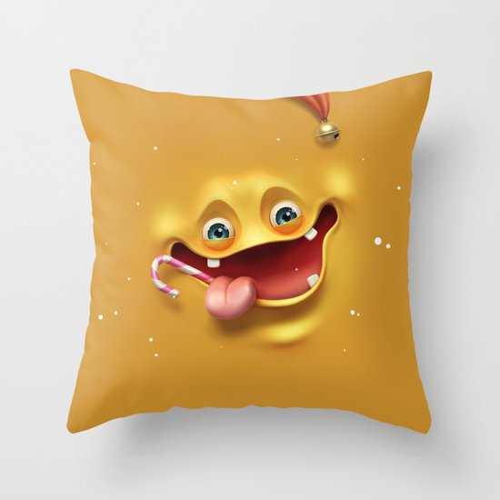 Christmas mad face Throw Pillow