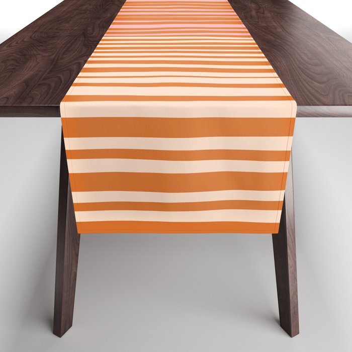 Natural Stripes Modern Minimalist Colour Block Pattern Orange Pink Cream Table Runner