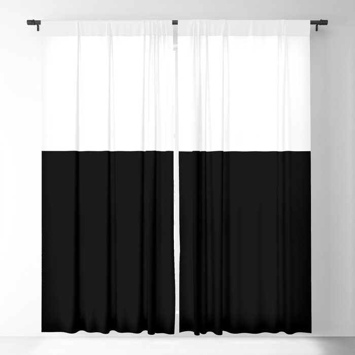 Black White Color Block Blackout, Light Blocking Curtains White