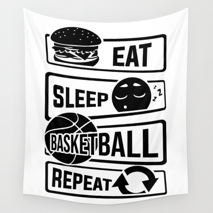 Eat Sleep Basketball Repeat B Ball Team Dunk Wall Tapestry By