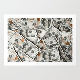 Money background of one hundred dollar bills Art Print