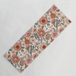 70s flowers - 70s, retro, spring, floral, florals, floral pattern, retro flowers, boho, hippie, earthy, muted Yoga Mat