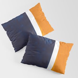 Navy Blue Yellow Ochre Abstract Minimalist Rothko Colorful Mid Century Color Block Pattern Pillow Sham