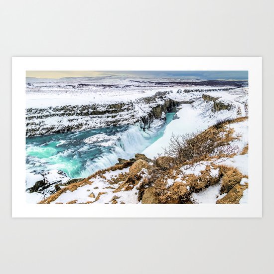 Gulfoss Iceland in Winter Art Print