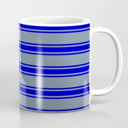 [ Thumbnail: Light Slate Gray and Blue Colored Striped Pattern Coffee Mug ]