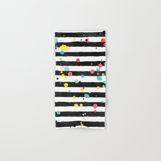 Watercolor splatters on stripes Hand & Bath Towel