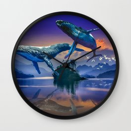 Spirit Whales Dancing Wall Clock