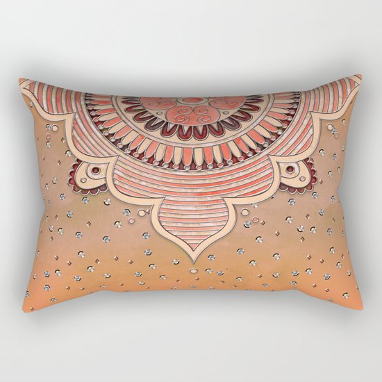 Mandala ornament orange Rectangular Pillow
