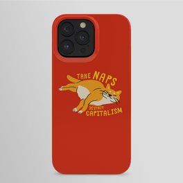 Anti-Capitalist Communist Cat - Take Naps, Destroy Capitalism Red iPhone Case