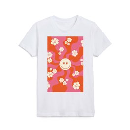 Smile - Pink, Orange and Cream Kids T Shirt