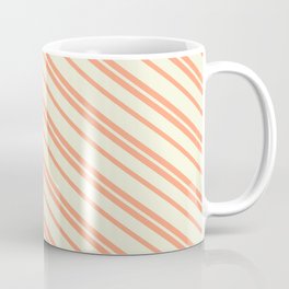 [ Thumbnail: Light Salmon and Beige Colored Stripes/Lines Pattern Coffee Mug ]