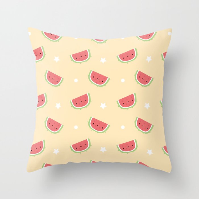 Kawaii watermelon Throw Pillow