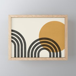 Mid century modern - Sun & Hills Framed Mini Art Print