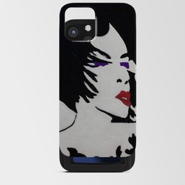 Glamour Vibe Red Lips and Purple Eyes Portrait Silhouette iPhone Card Case