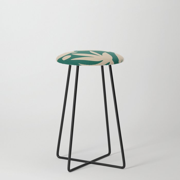 Bottle Green Collage: Paper Cutouts Matisse Edition Counter Stool