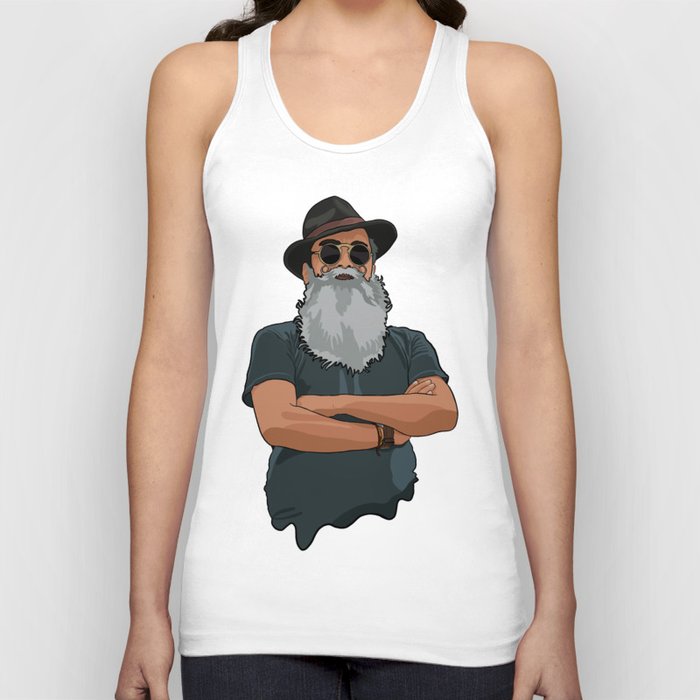 Hipster man with hat and round sunglasses Tank Top