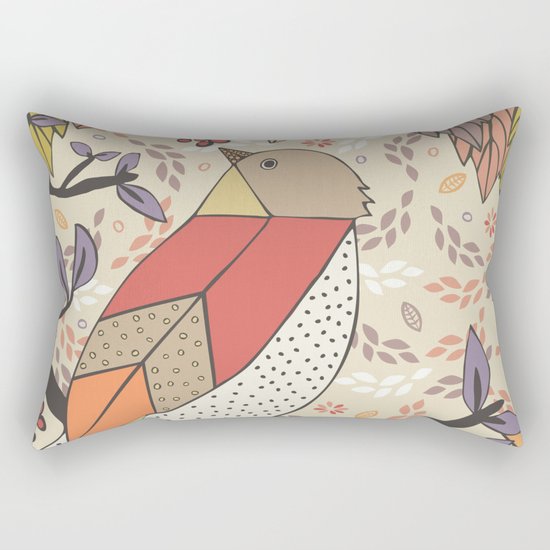 Singing Red Bird Rectangular Pillow