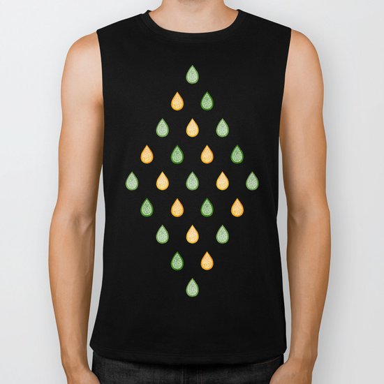 Yellow and green raindrops Biker Tank