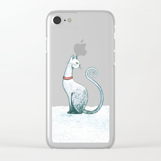 Winter Cat Clear iPhone Case