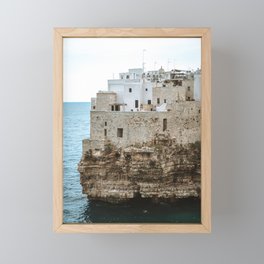 Aerial shot of Polignano a Mare Italy Framed Mini Art Print