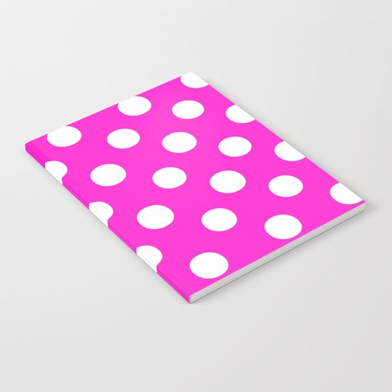 Polka Dots (White/Hot Magenta) Notebook