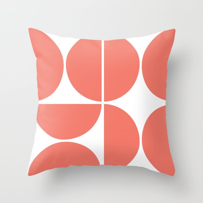 Mid Century Modern Living Coral Square Throw Pillow