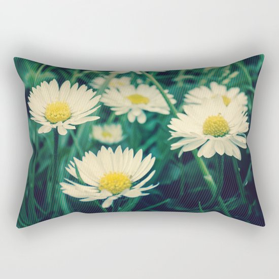 Spring Blooming White Daisies and Lady Bird Johnson Quote Rectangular Pillow