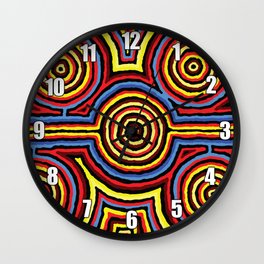 Authentic Aboriginal Art - Campsites Wall Clock