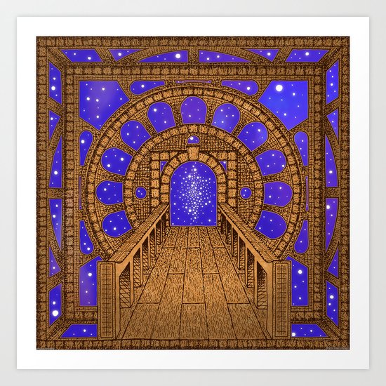 orvio illuminated space mandala Art Print