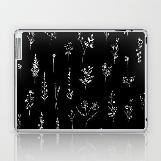 Black wildflowers Laptop & iPad Skin