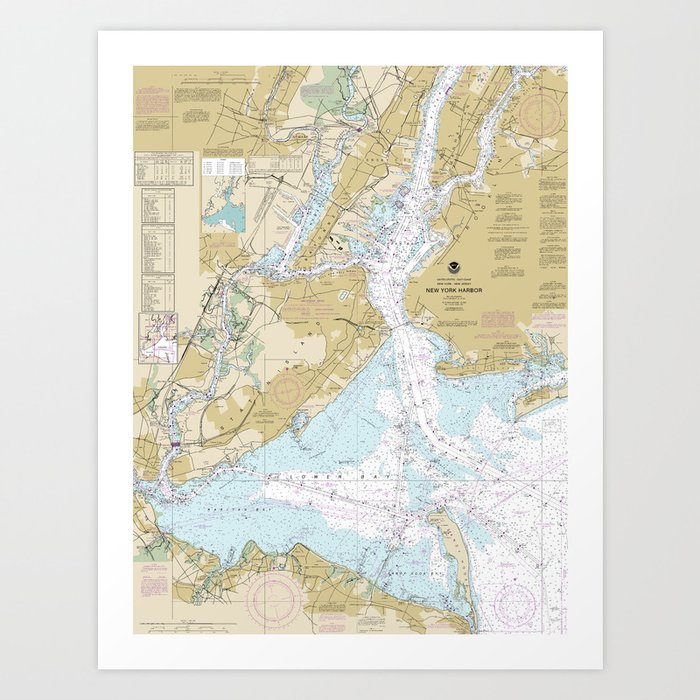 New York Harbor Nautical Chart 12327 Art Print