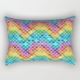 Vibrant Rainbow Scales Rectangular Pillow