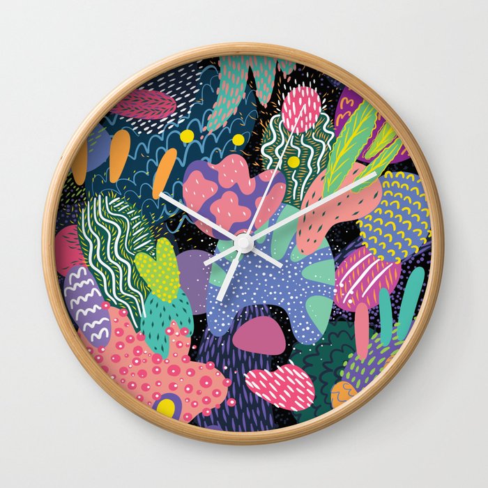 Fun Times in Nature | Colorful Abstract Natural Shapes Wall Clock