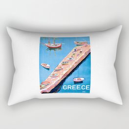 1948 GREECE Aegean Island Jetty Travel Poster Rectangular Pillow