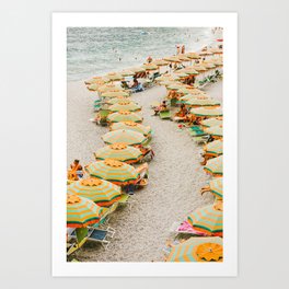 Monterosso | Colorful Beach Italy Travel Photography | Bright Colorful Art Art Print