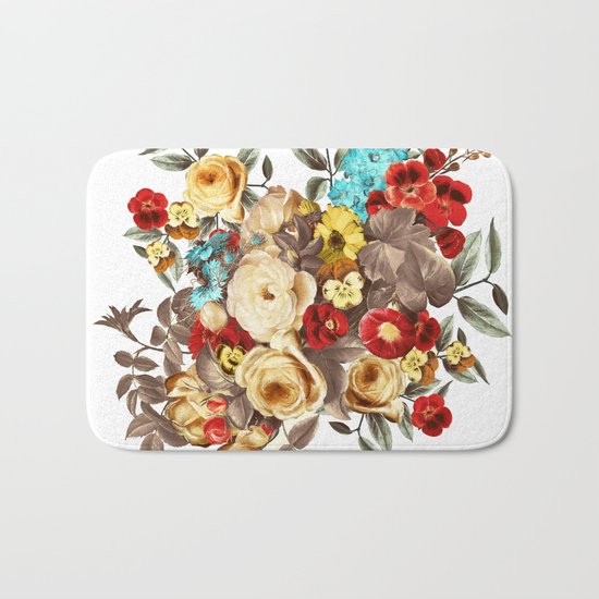Watercolors Floral Pattern Bath Mat