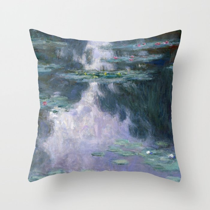 monet water lilies colorful Throw Pillow