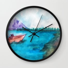 Country Lake Fishing Wall Clock