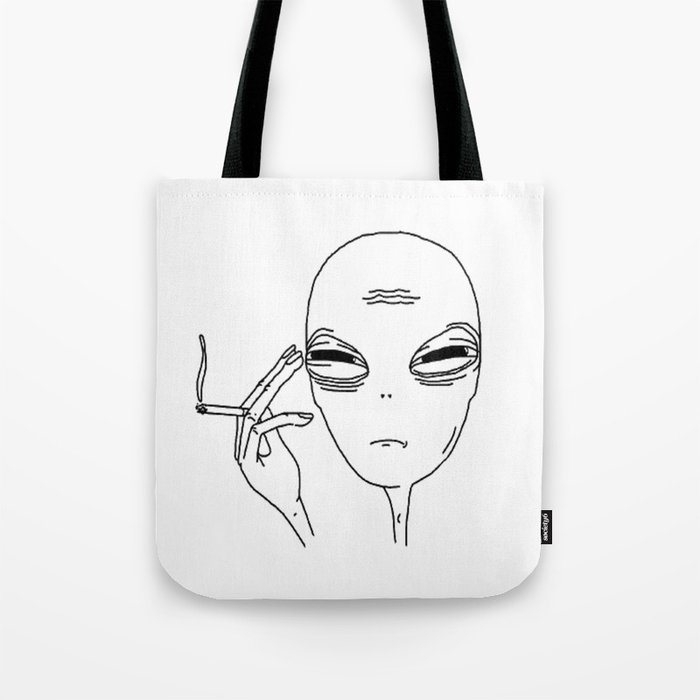 Smoking Alien Tote Bag