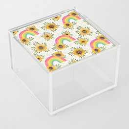 Sunflowers & Rainbows-  watercolor Boho bright Acrylic Box