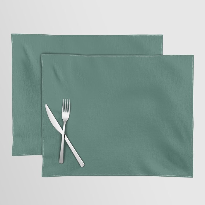 Hooker's Green solid color. Deep green color plain pattern  Placemat